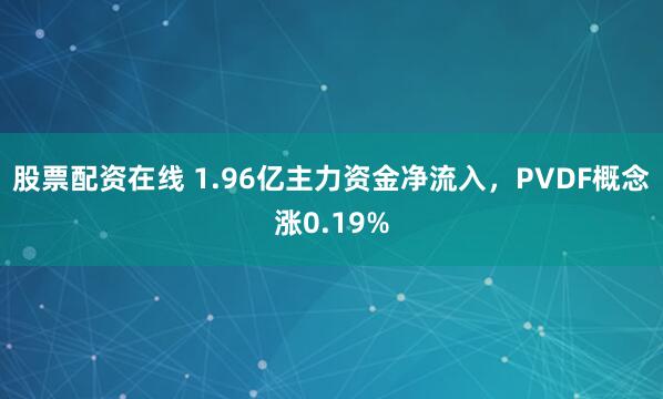 股票配资在线 1.96亿主力资金净流入，PVDF概念涨0.19%